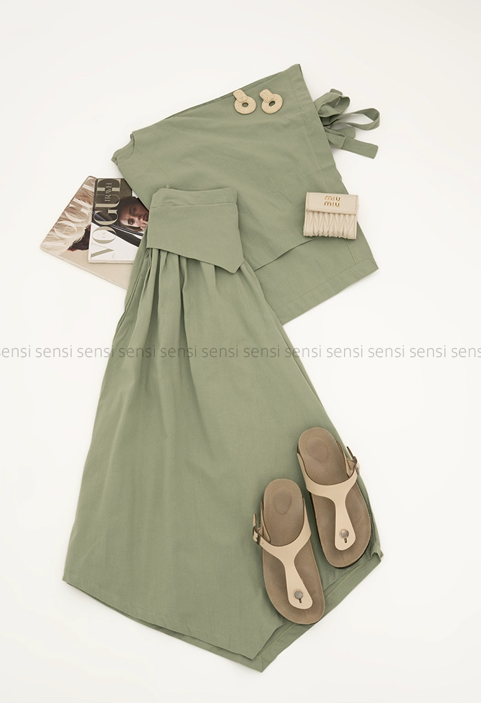 ست شومیز دامن شلواری لینن کد1005445